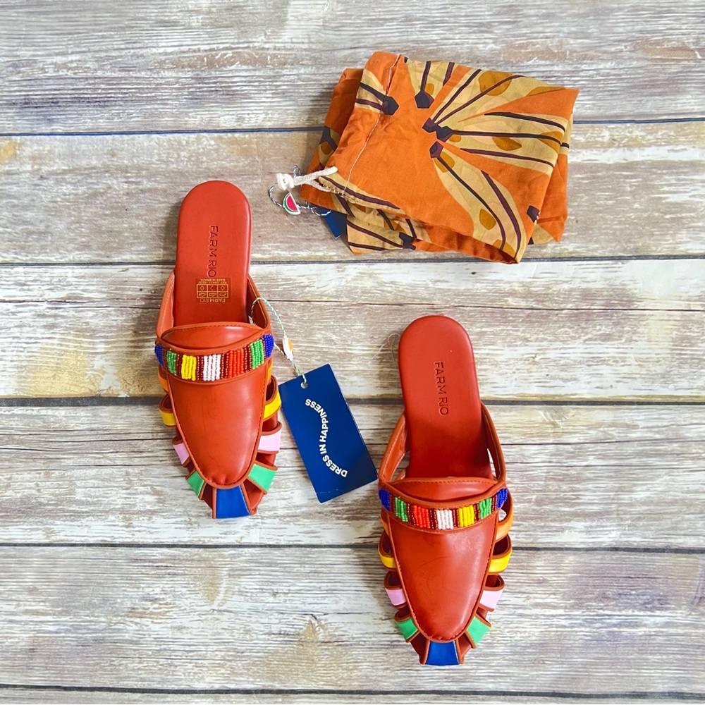 FARM Rio Rust Rainbow Beaded Mule - Picture 3 of 6